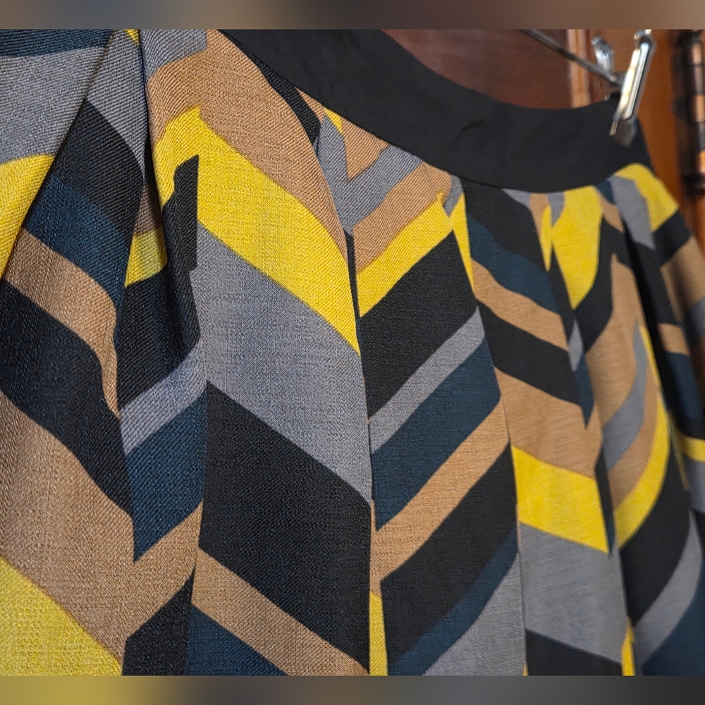 NWT Relished Pleated Chevron Print Skirt - Yellow, Gray & Black Sz XL - Picture 10 of 15